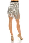 Silver Fringe Sequin Mini Skirt