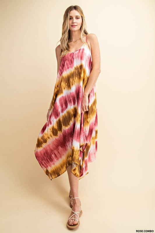 Rose Bohemian Tie-Dye Scarf Dress medium Rose Bohemian Tie-Dye Scarf Dress medium