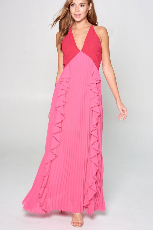 Berry & Pink Halter Maxi Dress Small Berry & Pink Halter Maxi Dress Small