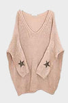 Rose Colored Star Cashmere Knit Sweater - Hippie Vibe Tribe