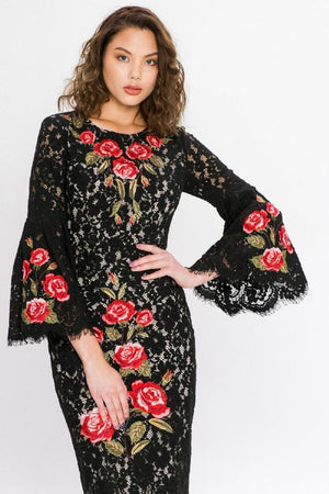 Fiesta Rose Embroidered Dress small Fiesta Rose Embroidered Dress small