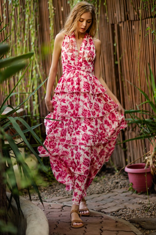 Floral Tiered Maxi Dress Hippie Vibe Tribe Floral Tiered Maxi Dress Hippie Vibe Tribe