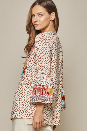 Leopard Embroidery Top