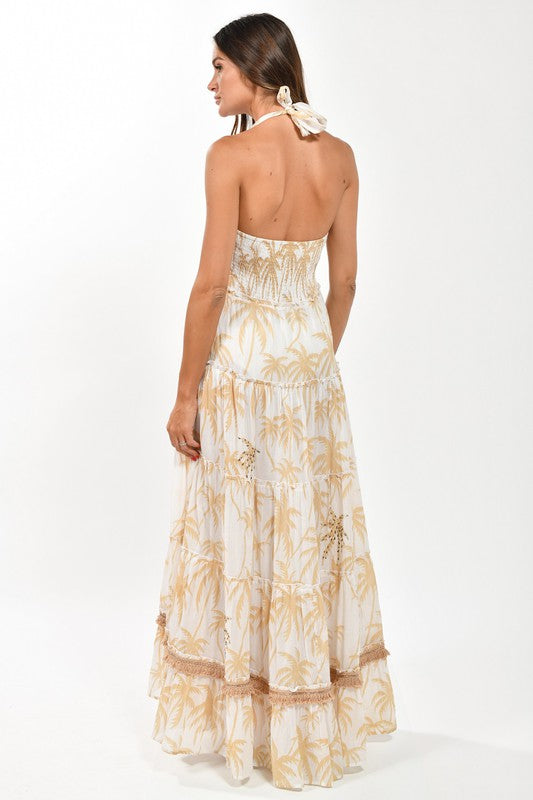 Palm Tree Embroidered Maxi Dress s/m Palm Tree Embroidered Maxi Dress s/m