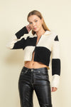 Black and White Checker Zip Sweater
