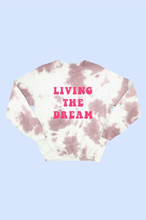 Maroon Cotton Candy "Living The Dream"  Tie-Dye Sweatshirt