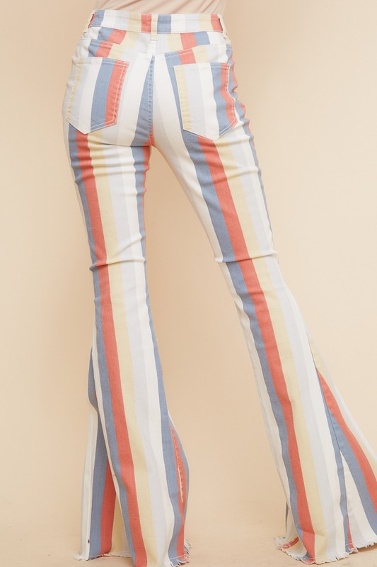 Retro Striped Hippie Flare Pants