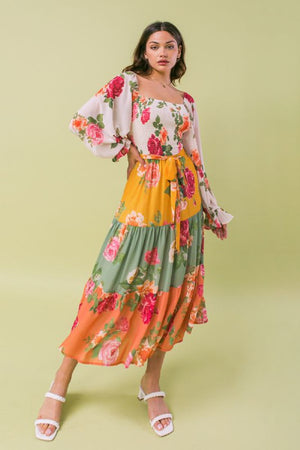 Rose Designed Midi-Dress