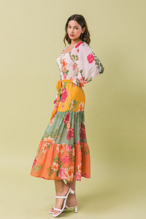 Rose Designed Midi-Dress