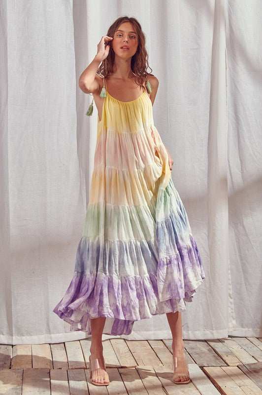 Rainbow Tie-Dye Maxi Dress – Hippie Vibe Tribe