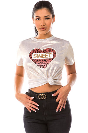 Silver "Sweet" Metallic T-Shirt