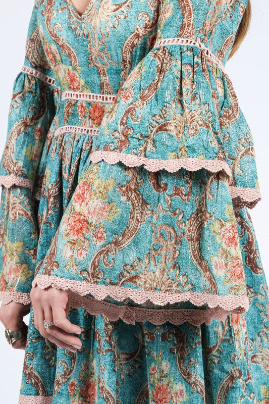 Turquoise Bohemian Print Dress Hippie Vibe Tribe Turquoise Bohemian Print Dress Hippie Vibe Tribe