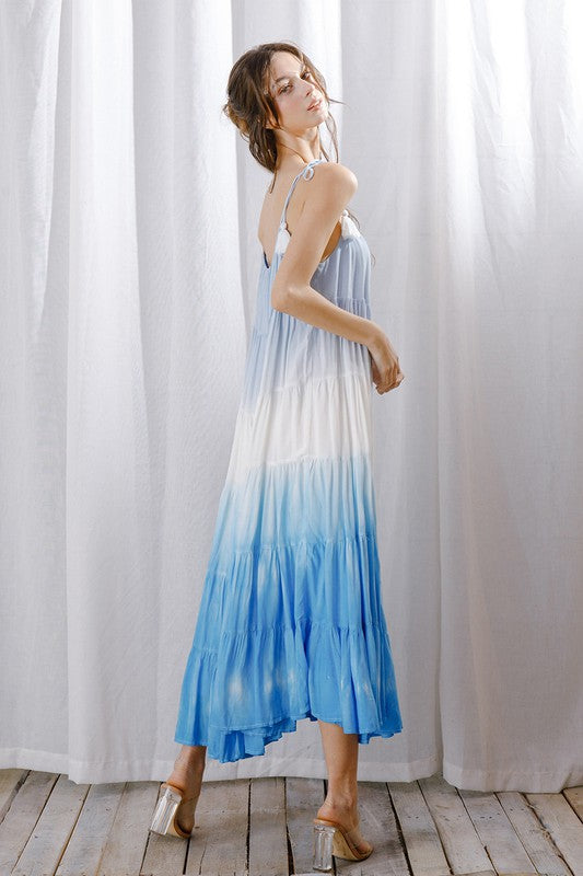 Blue Rainbow Tie-Dye Maxi Dress medium Blue Rainbow Tie-Dye Maxi Dress medium