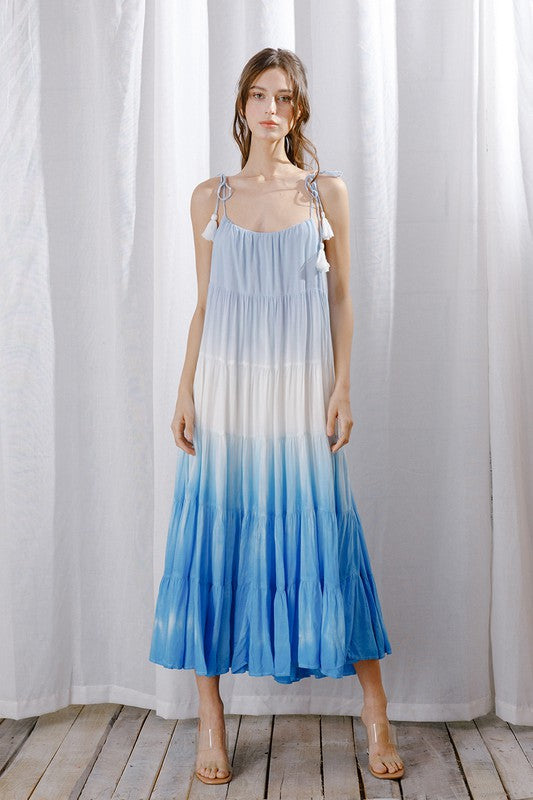 Blue Rainbow Tie-Dye Maxi Dress Blue Rainbow Tie-Dye Maxi Dress