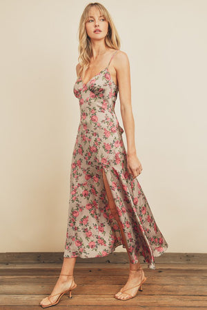 Rose Print Silk Dress
