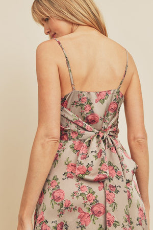 Rose Print Silk Dress