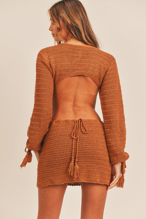 Rust Crocheted Mini Dress