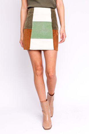 Sage Multi-Sriped Mini-Skirt