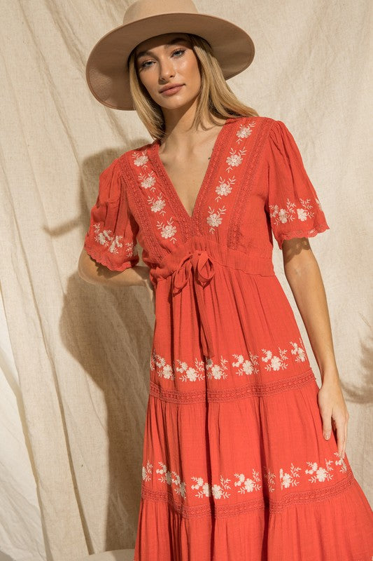 FLORAL BOHO-CHIC BURNT SIENNA maxi dress FLORAL BOHO-CHIC BURNT SIENNA maxi dress