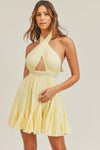 Yellow Plaid Halter Cut-Out Midi Dress