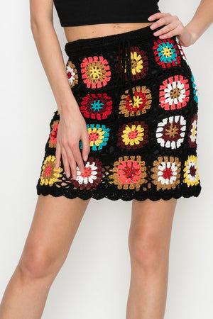 Hippie Girl Crocheted Miniskirt