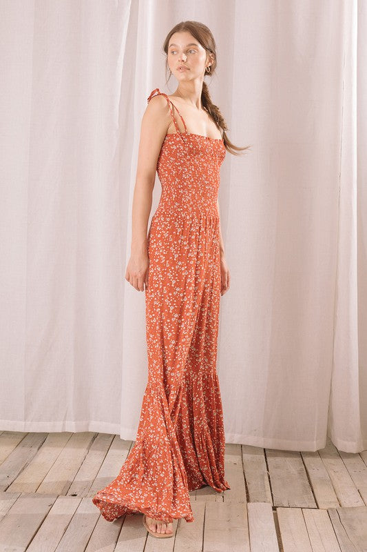 Hippie Red Floral Palazzo Jumpsuit
