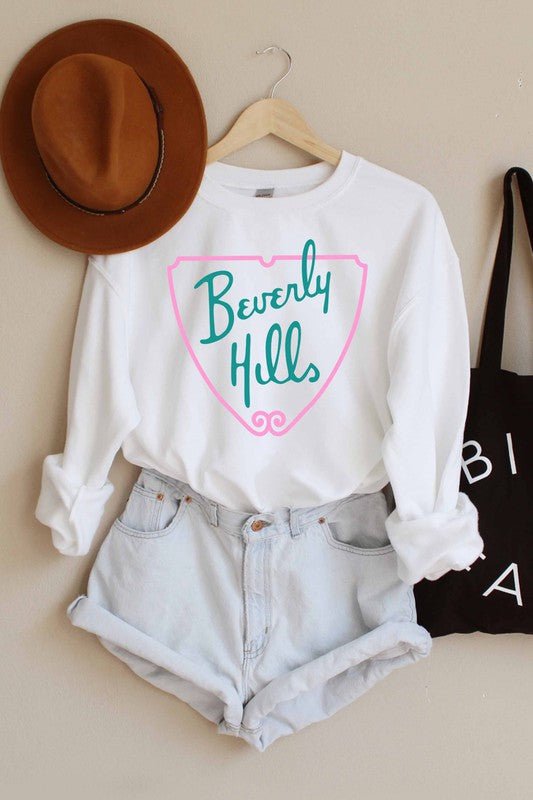 Beverly Hills Vintage Graphic Sweatshirt Small / White