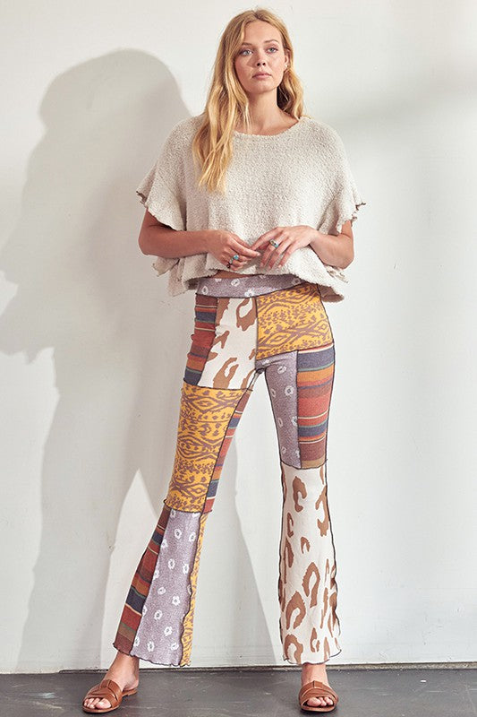 Bohemian Patchwork Flare Pants - Main Image