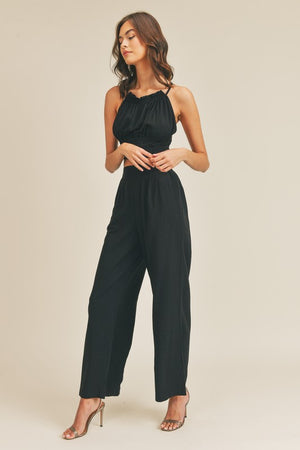 Black Halter Neck Top with Matching Pants
