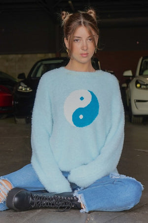 Fuzzy Yin-Yang 90's Vibe Sweater