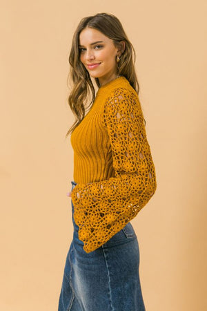 Mustard Crocheted Sweater