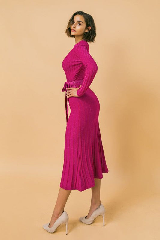 Magenta Ribbed Sweater Dress large Magenta Ribbed Sweater Dress large