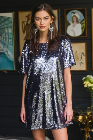Sequin Dress Boohoo Tunic Dresses Boohoo Women's Sequin Scoop Neck Mini Dress In Black Size: Sequin Dress Boohoo Tunic Dresses Boohoo Women's Sequin Scoop Neck Mini Dress In Black Size:
