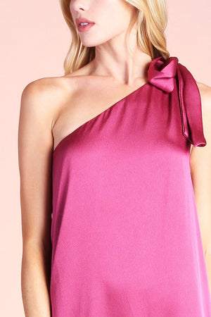 Magenta Bow Satin Maxi