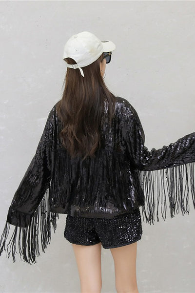 Black Sequin Fringe Jacket – Hippie Vibe Tribe