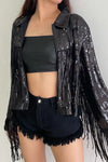 Black Sequin Fringe Jacket
