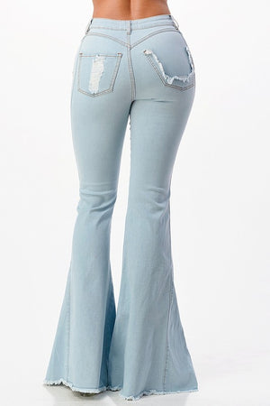 Lace-Up Flare Denim Jeans