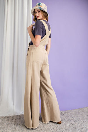 Mineral Washed Hippie Flare Bottom Overalls