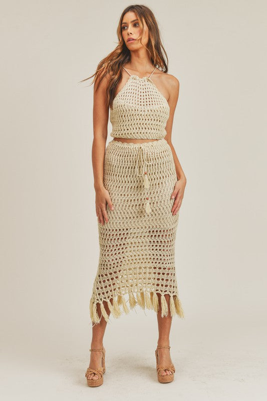 cream crochet crop top