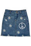 Peace Hippie Jean Mini- Skirt