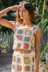 Floral Patchwork Fringe Skirt