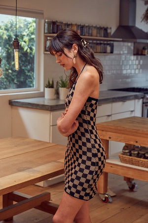 Checkerboard Knit Dress