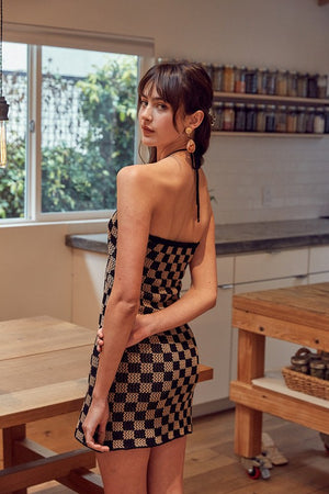 Checkerboard Knit Dress