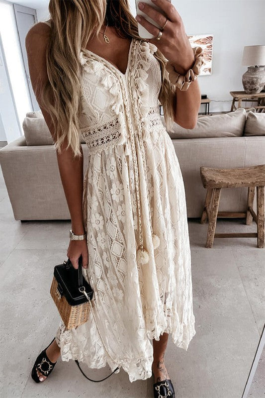 Bohemian Lace Swing Maxi Dress. Hippie Vibe Tribe Bohemian Lace Swing Maxi Dress. Hippie Vibe Tribe