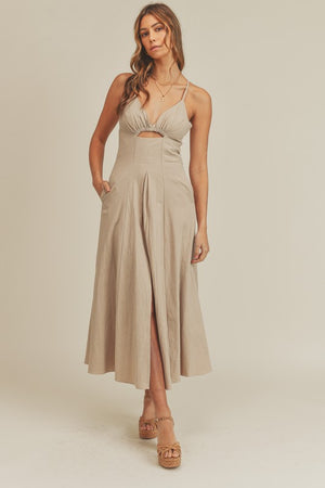 Taupe Cut Out Maxi Dress Hippie Vibe Tribe Taupe Cut Out Maxi Dress Hippie Vibe Tribe