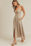 Taupe Cut Out Maxi Dress