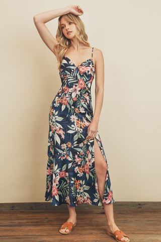 chinese dress ladies Capriccio Satin Floral Ruffle Maxi Dress in Green