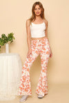 Peach Floral Flare Hippie Jeans