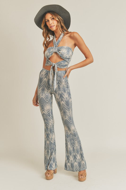 Tribal Knit Halter and Matching Bell Bottom Pants