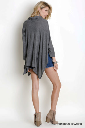Grey Cowl Neck Sweater Top - Hippie Vibe Tribe